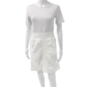 Wearables Women White Cotton Straight Pencil Skirt Short Pull On Size M